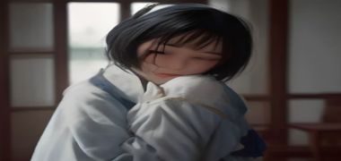 年轻女性在办公室用拇指按压手腕内关小穴缓解工作压力，现代办公环境背景，轻松自然